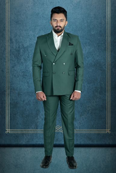3 Pcs Polyster In Bottle Green Suit | PoshRobe