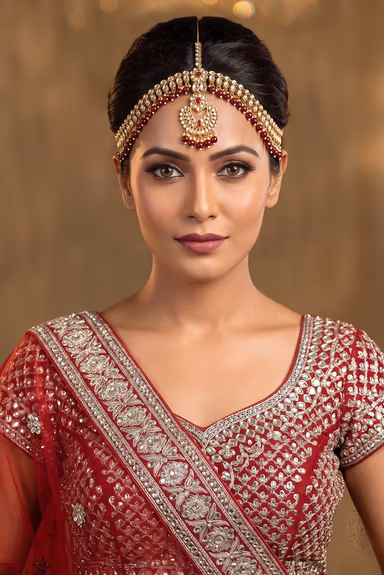 Ethnic Indian Traditional Gold Plated Kundan Jewellery Set With Ruby Red Stone And Beads Detailing — view 3 of 3