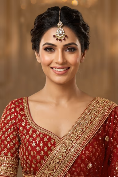 Maron Bead Detailed Uncut Kundan Patterned Heavy Bridal Jewellery Set — view 2 of 2