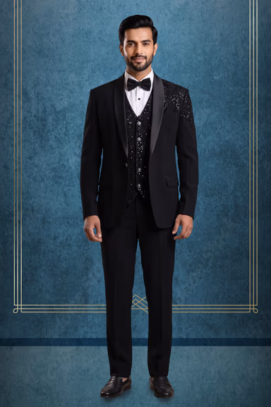 Rich Event Black Color Tuxedo Party Suit — view 1 of 3