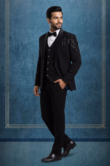 Rich Event Black Color Tuxedo Party Suit — view 3 of 3