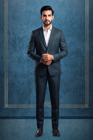 2 Pc Dark Grey Green Rayon Suit in 2 Pc Suit — view 1 of 3