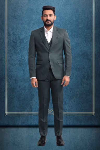 3 Piece Polyster Green Suit — view 1 of 6