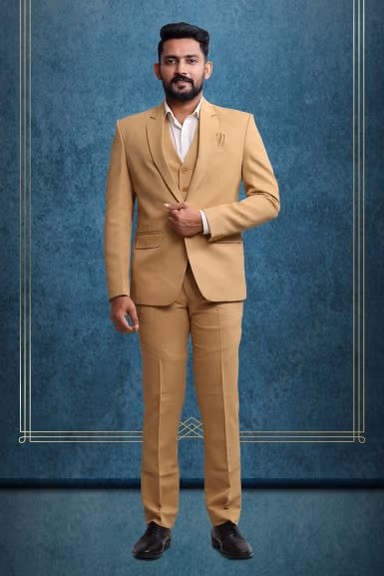 3 Piece Imported Fabric Dark Cream Suit — view 1 of 5