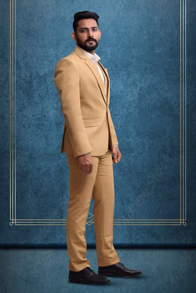 3 Piece Imported Fabric Dark Cream Suit — view 3 of 5
