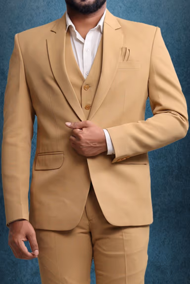 3 Piece Imported Fabric Dark Cream Suit — view 5 of 5