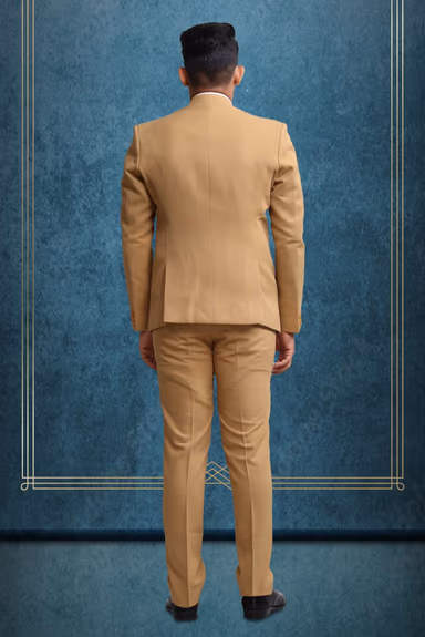 3 Piece Imported Fabric Dark Cream Suit — view 4 of 5