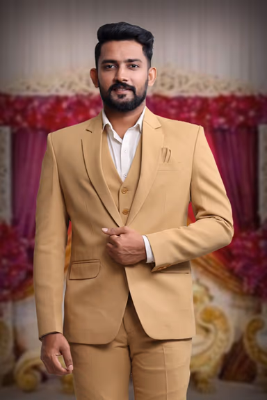 3 Piece Imported Fabric Dark Cream Suit — view 2 of 5