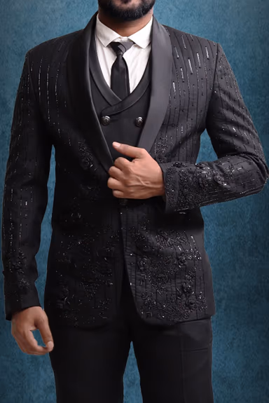 3 Piece Imported Fabric Black Suit — view 5 of 6