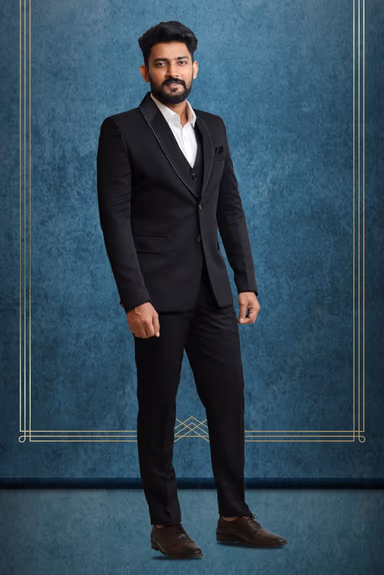 3 Piece Imported Fabric Black Suit — view 6 of 6