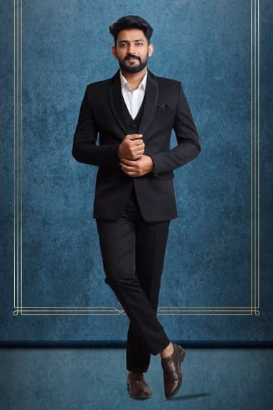 3 Piece Imported Fabric Black Suit — view 1 of 6