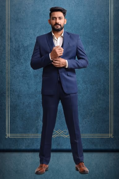 3 Piece Imported Fabric Navy Blue Suit — view 1 of 6