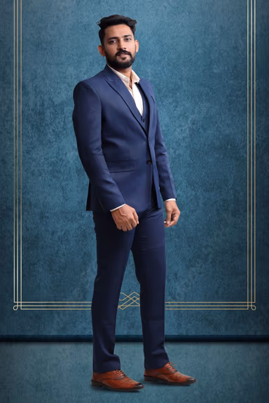 3 Piece Imported Fabric Navy Blue Suit — view 6 of 6