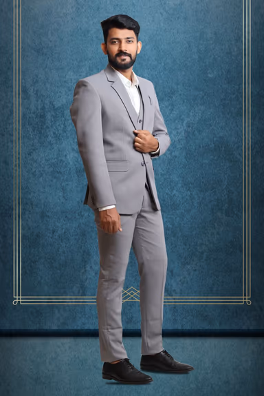 3 Piece Imported Fabric Light Grey Suit — view 3 of 6