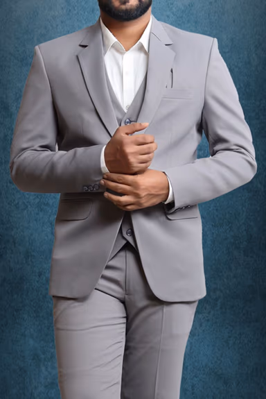 3 Piece Imported Fabric Light Grey Suit — view 6 of 6