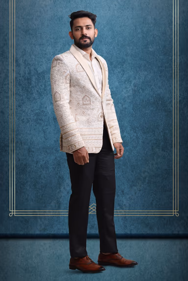Lakhnavi White & Pink Blazer — view 6 of 6