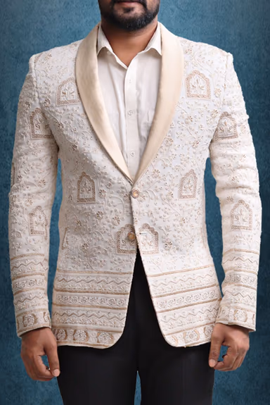 Lakhnavi White & Pink Blazer — view 5 of 6