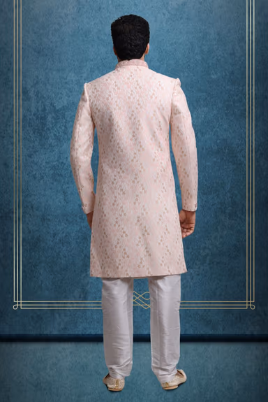 Baby Pink And Gold Dashing Classic Sherwani — view 4 of 6
