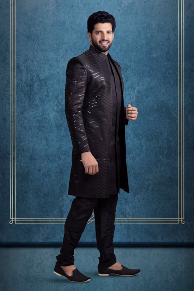 Black Regal Jacket Sherwani — view 6 of 6