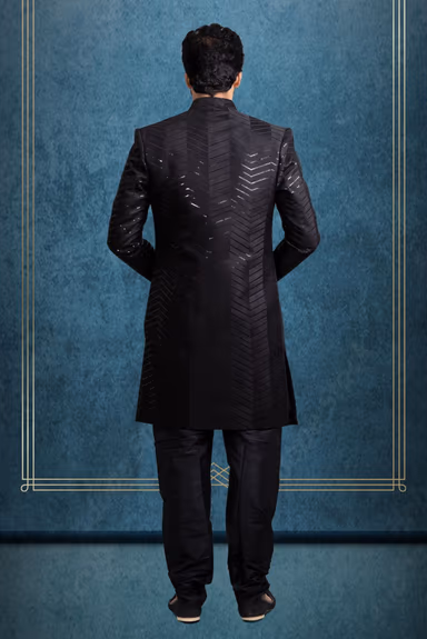Black Regal Jacket Sherwani — view 4 of 6