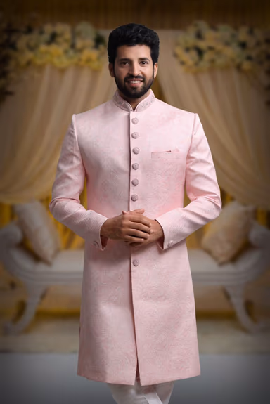 Light Pink Opulent Classic Sherwani — view 2 of 5