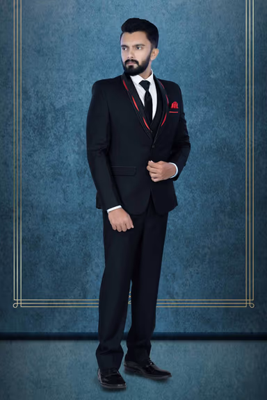3 Pcs Imported Terry Rayon In Black 2Pc Suit — view 3 of 6