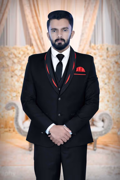 3 Pcs Imported Terry Rayon In Black 2Pc Suit — view 2 of 6