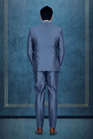 2 Pcs Polyester Viscose In Metalic Blue 2Pc Suit — view 5 of 7
