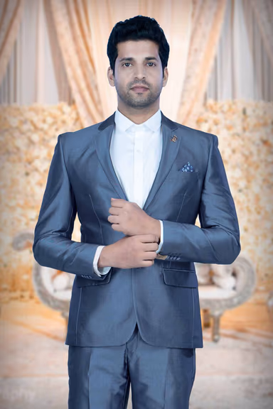 2 Pcs Polyester Viscose In Metalic Blue 2Pc Suit — view 7 of 7