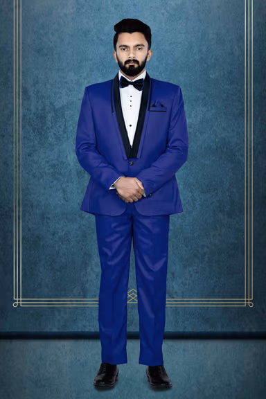 2 Pcs Imported Terry Rayon In Royal Blue 2Pc  Tuxedo Suit — view 1 of 6