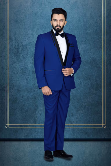2 Pcs Imported Terry Rayon In Royal Blue 2Pc  Tuxedo Suit — view 3 of 6
