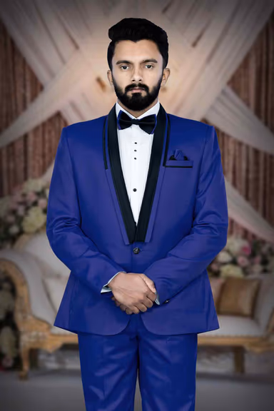 2 Pcs Imported Terry Rayon In Royal Blue 2Pc  Tuxedo Suit — view 2 of 6