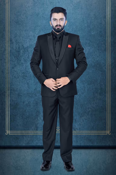 3 Pcs Imported Terry Rayon In Black 3Pc Suit — view 1 of 6
