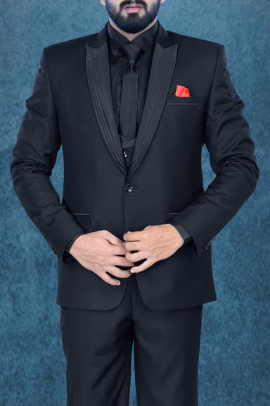 3 Pcs Imported Terry Rayon In Black 3Pc Suit — view 5 of 6
