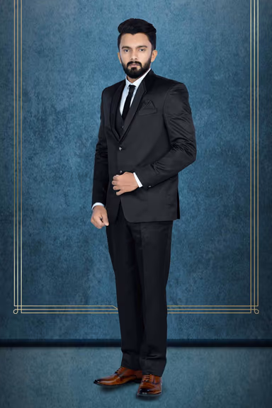 3 Pcs Imported Terry Rayon In Black 3Pc Suit — view 3 of 6