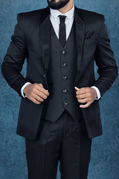 3 Pcs Imported Terry Rayon In Black 3Pc Suit — view 6 of 6