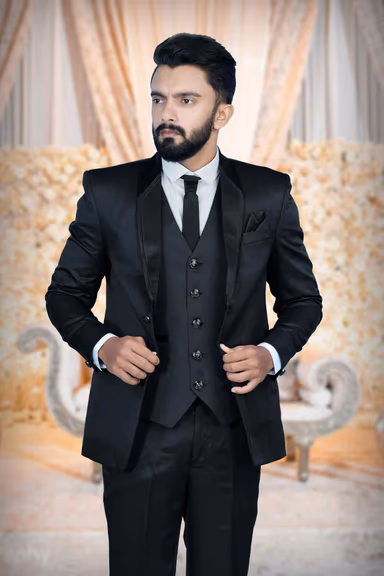 3 Pcs Imported Terry Rayon In Black 3Pc Suit — view 2 of 6