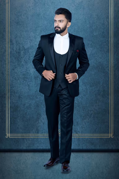 Polyester Viscose In Black 3Pc Suit — view 6 of 6