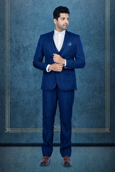 3Pc Suit Polyester Viscose In Dark Blue 3Pc Suit — view 1 of 7