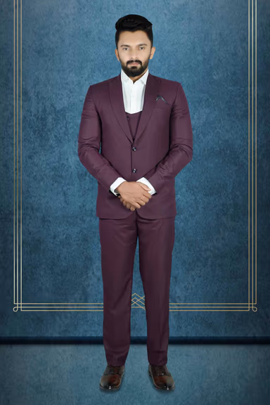 Polyster Dark Wine 3Pc Suit — view 2 of 7
