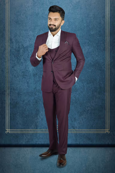 Polyster Dark Wine 3Pc Suit — view 1 of 7