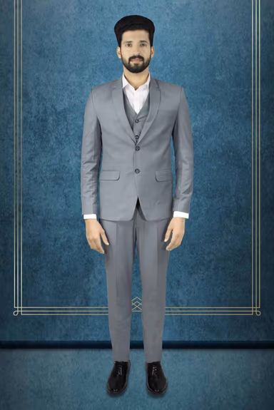 Light Grey Polyster 3Pc Suit — view 1 of 6