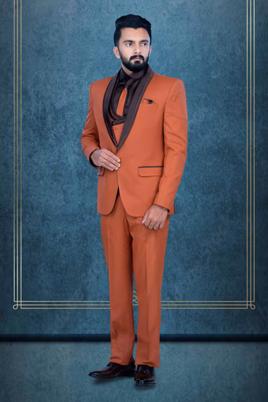 3 Pcs Imported Terry Rayon In Mat Brown 3Pc Suit — view 3 of 6