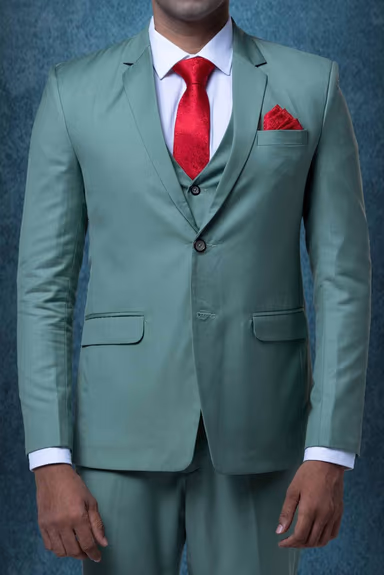 3 Pcs Suiting In Moss Green 3Pc Suit — view 4 of 7