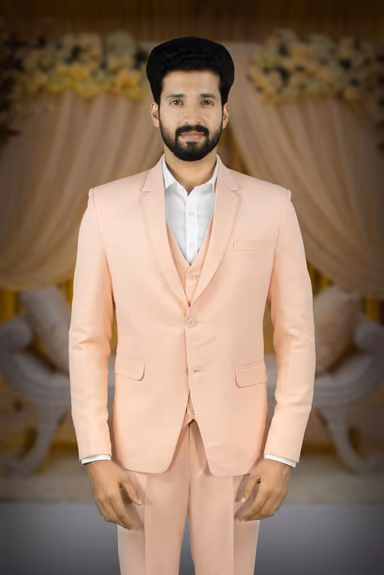 3 Pcs Polyster Pastel Peach Suit — view 7 of 7
