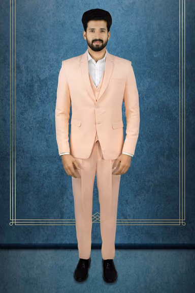 3 Pcs Polyster Pastel Peach Suit — view 2 of 7