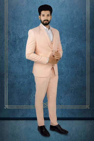 3 Pcs Polyster Pastel Peach Suit — view 1 of 7