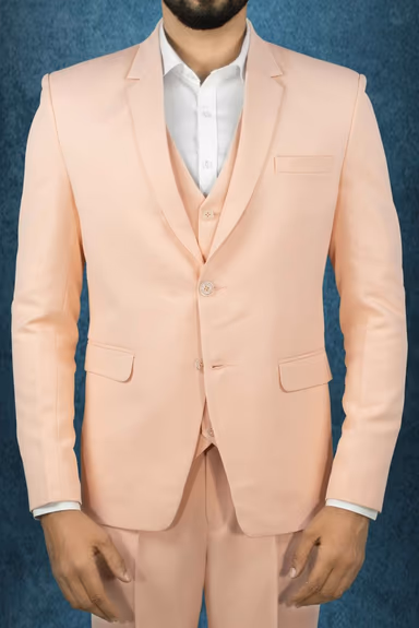 3 Pcs Polyster Pastel Peach Suit — view 4 of 7