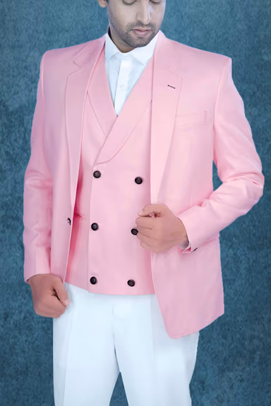 3 Pc Jaquard In Peach Jacket 3Pc Suit — view 4 of 7