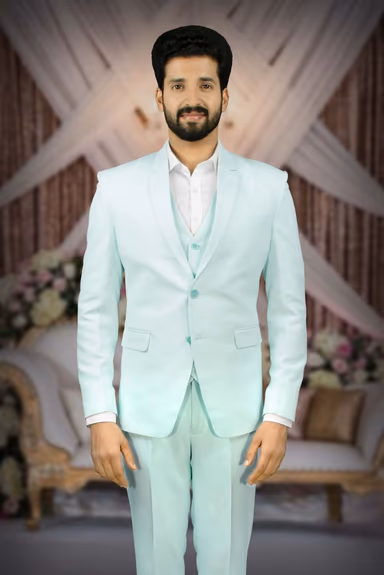 Polyster Powder Blue 3Pc Suit — view 7 of 7